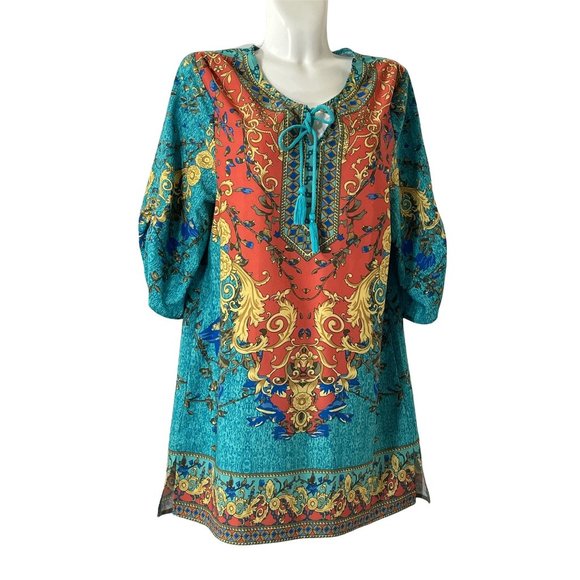 Urban Co Co  Vintage Dress in Turquoise & Orange - Picture 1 of 15